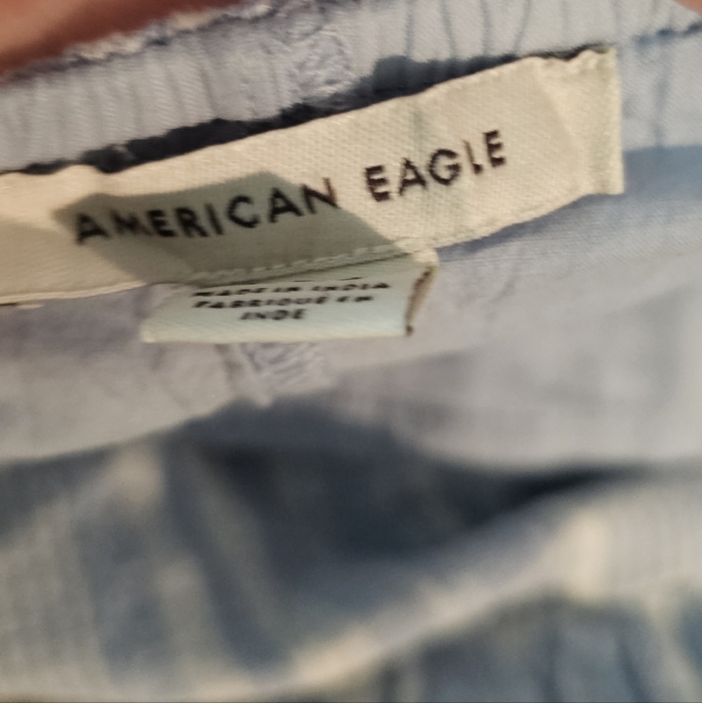 American Eagle Outfitters Baby Doll Light Blue Plaid Midi Dress Large - Picture 11 of 16